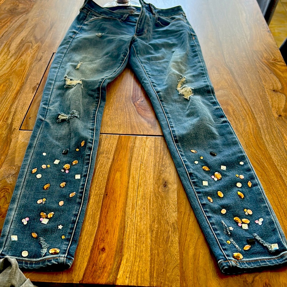 Bebe jeans with rhinestones